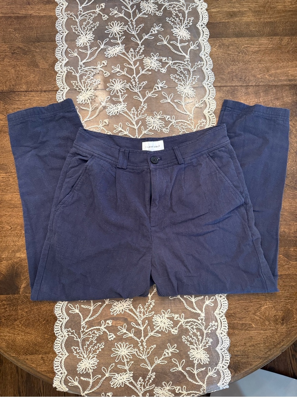 I Love Ugly Men’s Navy Blue Linen Pants